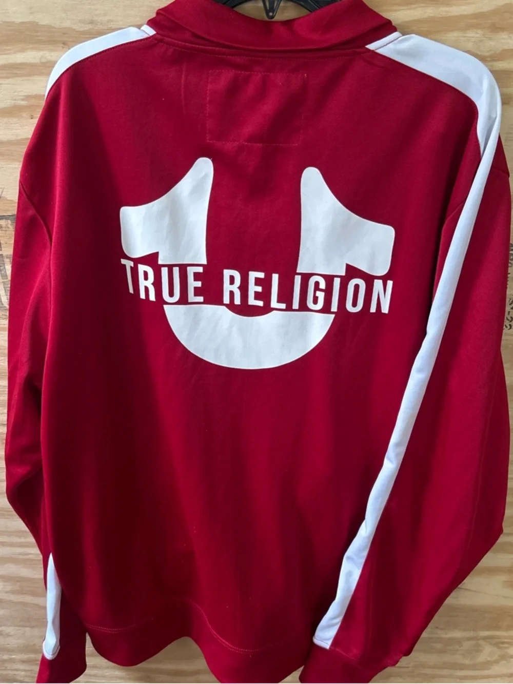 True Religion Bright Red Zip-Up Windbreaker